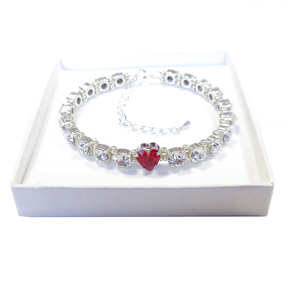 Armband „LiebesZauber“ Ruby Heart in Silber
