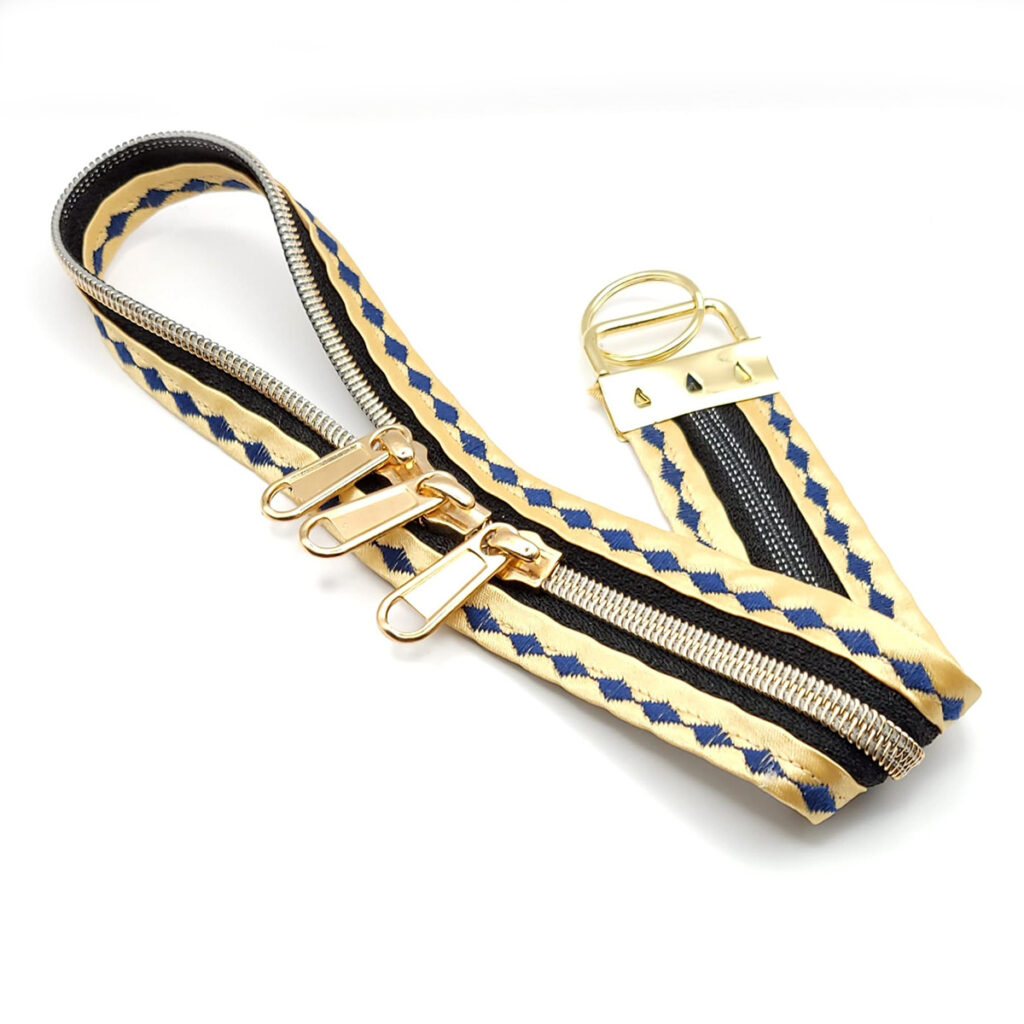 Reißverschluss-Schlüsselband L in gold-blau